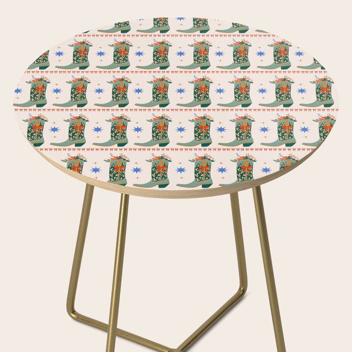 Festive Cowboy Boot Christmas Art  Whimsical Western Holiday Decor Side Table Gallery Image 2
