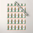 Festive Cowboy Boot Christmas Art  Whimsical Western Holiday Decor Wrapping Paper Gallery Image 1