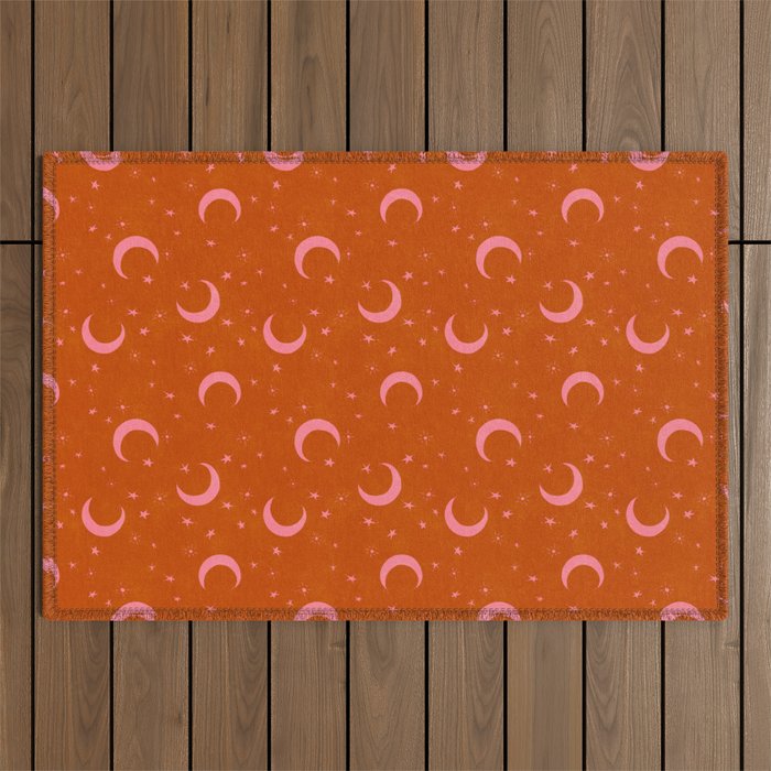 Goodnight Sky - pink and rust Outdoor Rug Gallery Image 1