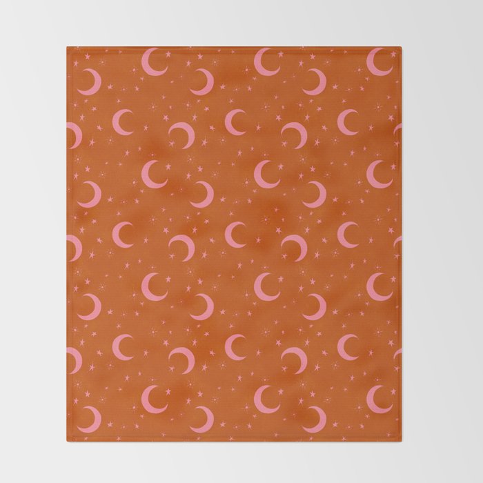 Goodnight Sky - pink and rust Throw Blanket Gallery Image 2
