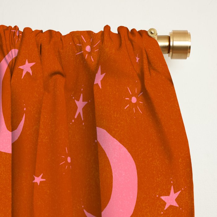 Goodnight Sky - pink and rust Window Curtain Gallery Image 2