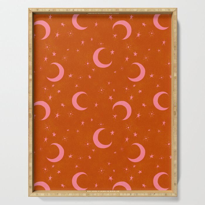 Goodnight Sky - pink and rust Serving Tray Gallery Image 1