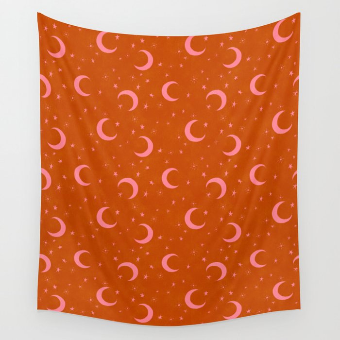Goodnight Sky - pink and rust Wall Tapestry Gallery Image 4