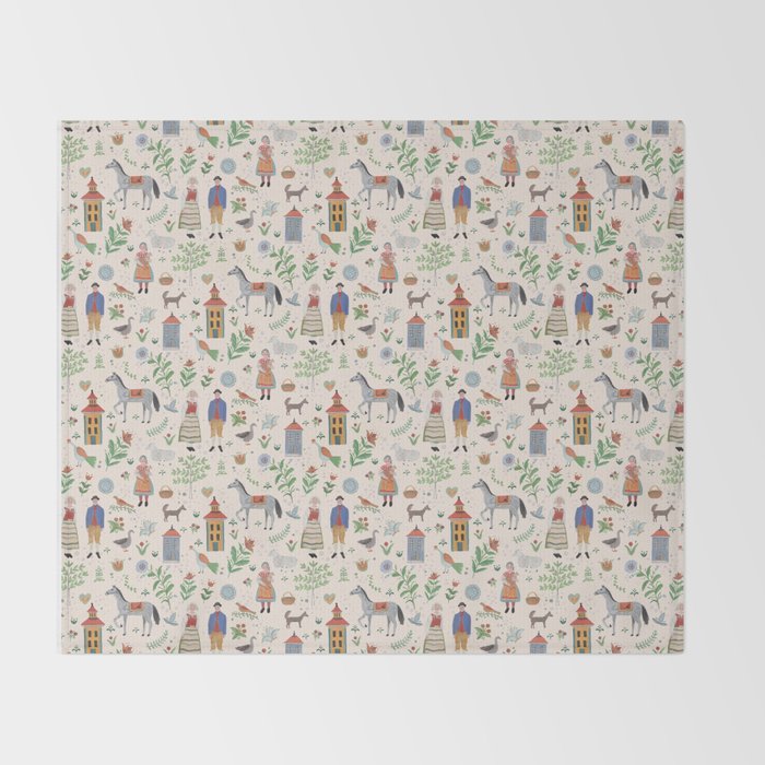 Swedish Folk Art Throw Blanket Gallery Image 2