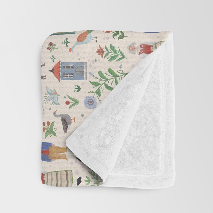 Swedish Folk Art Throw Blanket Gallery Image 3