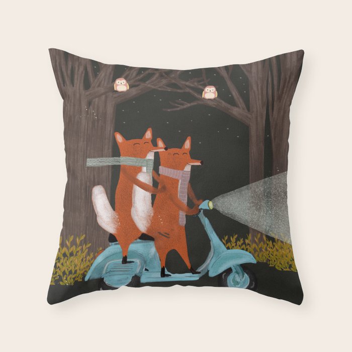 the fox mobile Throw Pillow Gallery Image 6