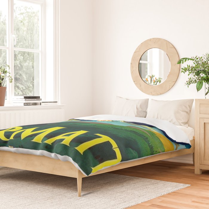 Zermatt Switzerland Vintage Mid Century Modern Travel Poster Duvet Cover Gallery Image 2
