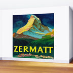 Zermatt Switzerland Vintage Mid Century Modern Travel Poster Wall Mural Gallery Image 2