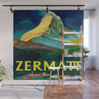 Zermatt Switzerland Vintage Mid Century Modern Travel Poster Wall Mural Gallery Image 1