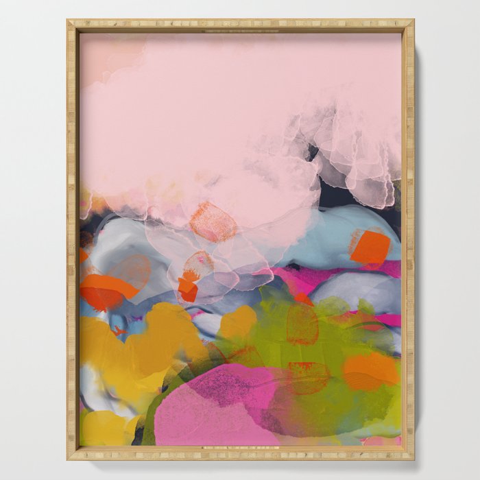 pastel pink landscape abstract Serving Tray Gallery Image 1