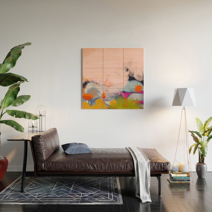 pastel pink landscape abstract Wood Wall Art Gallery Image 2