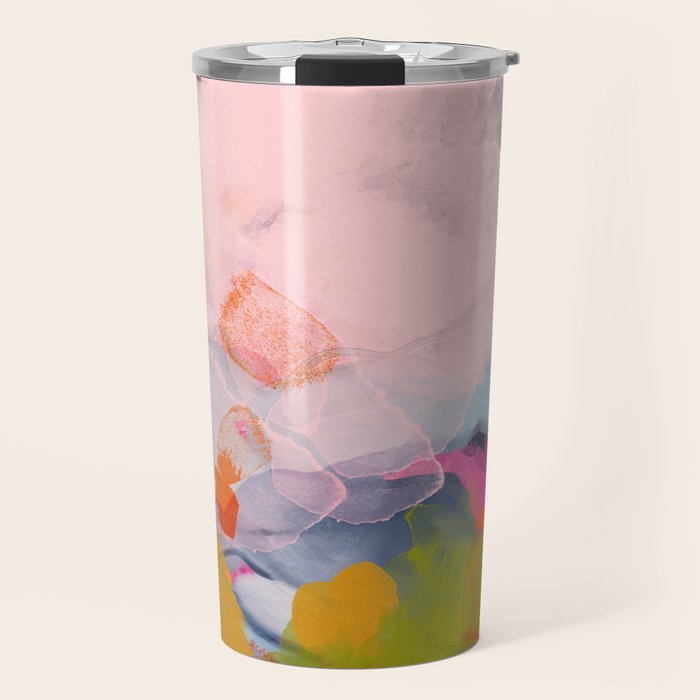 pastel pink landscape abstract Travel Mug Gallery Image 1