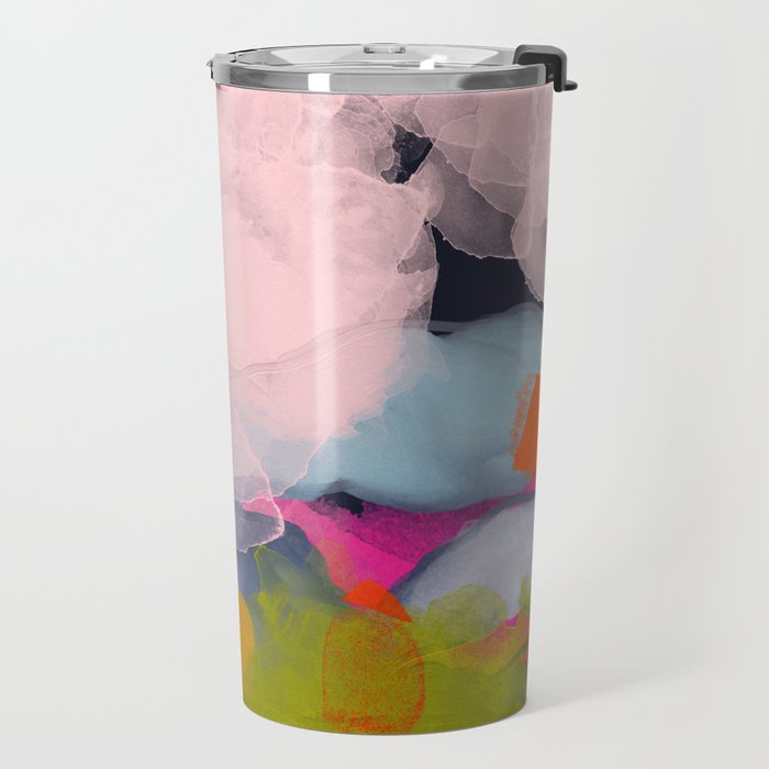 pastel pink landscape abstract Travel Mug Gallery Image 2