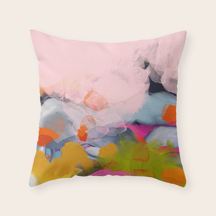 pastel pink landscape abstract Throw Pillow Gallery Image 6
