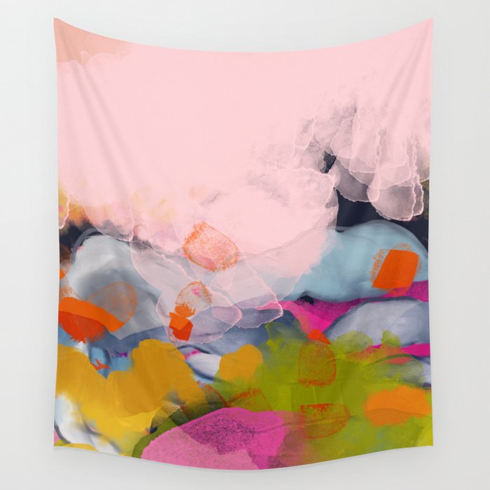 pastel pink landscape abstract Wall Tapestry Gallery Image 4