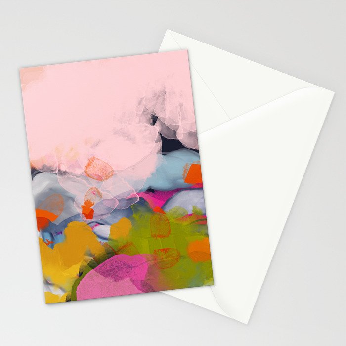 pastel pink landscape abstract Stationery Card Gallery Image 2