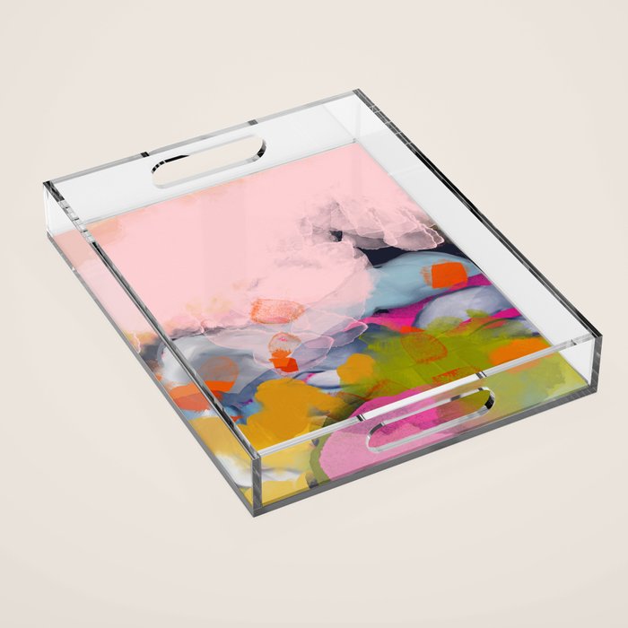 pastel pink landscape abstract Acrylic Tray Gallery Image 1