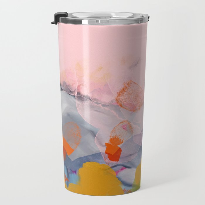 pastel pink landscape abstract Travel Mug Gallery Image 3