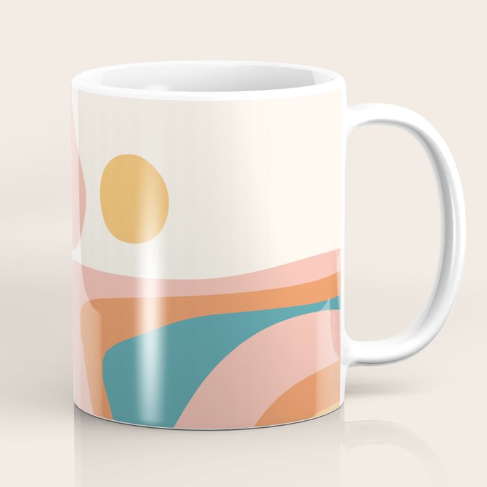 Abstract Wavy Rainbow and Sun Pattern in retro theme Coffee Mug Gallery Image 1