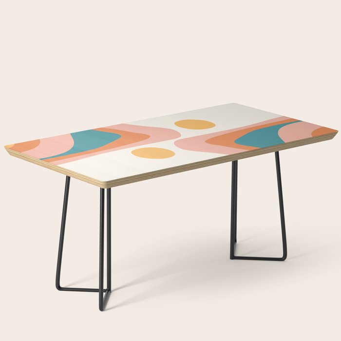 Abstract Wavy Rainbow and Sun Pattern in retro theme Coffee Table Gallery Image 1