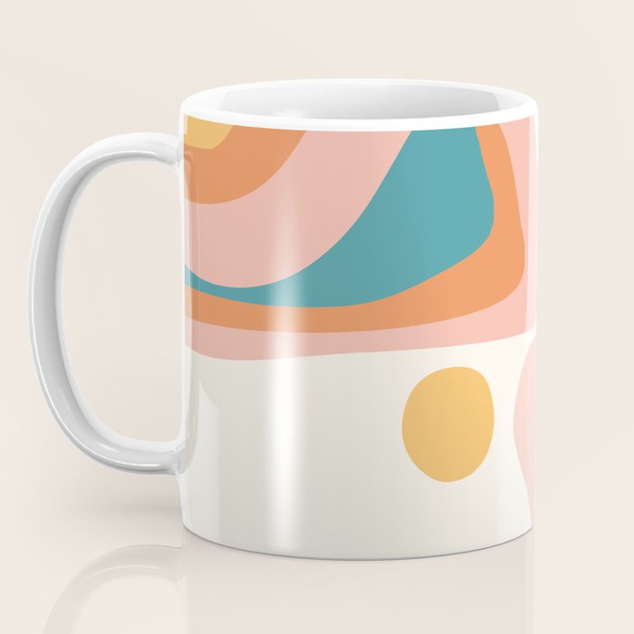 Abstract Wavy Rainbow and Sun Pattern in retro theme Coffee Mug Gallery Image 3