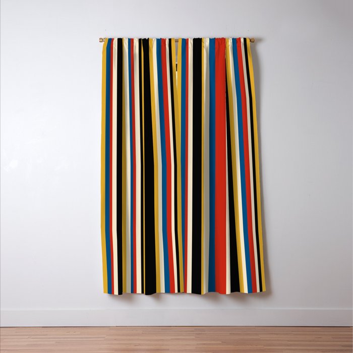 Classic Stripes IX - Bauhaus Palette Window Curtain Gallery Image 3