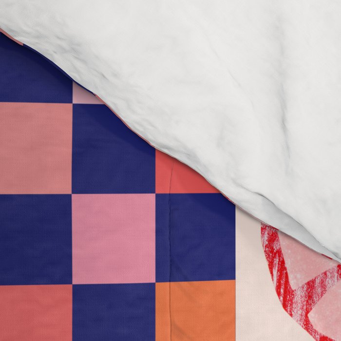 Checkered Sliced Citrus Fruit in Navy & Peachy Pink Comforter Gallery Image 4