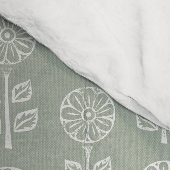 block print floral - sage Comforter Gallery Image 4
