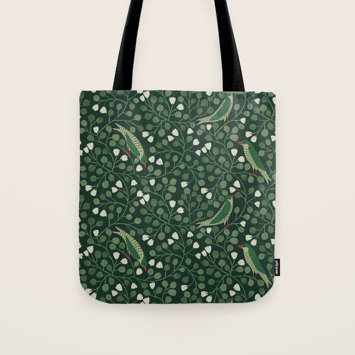 Aviary Vine - Forest Green Tote Bag Gallery Image 1