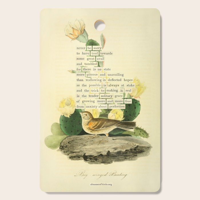 Bay-winged Bunting Divination from # An Almanac of Birds # Divinations for Uncertain Days Cutting Board Gallery Image 1