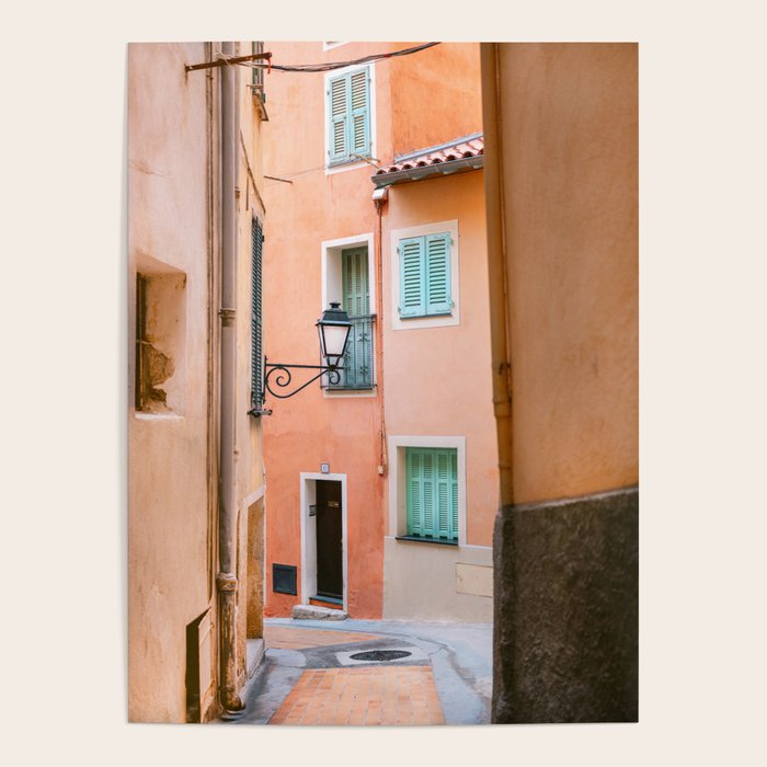 Menton street | Pastel Côte d'Azur travel photography print Poster Gallery Image 1