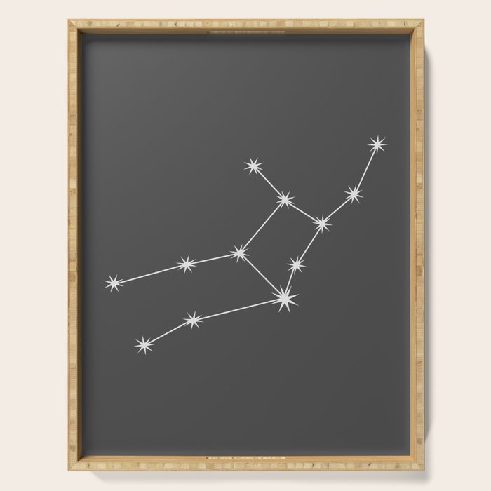 Virgo Zodiac Star Constellation Line Art Grey Serving Tray Gallery Image 1