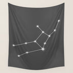 Virgo Zodiac Star Constellation Line Art Grey Wall Tapestry Gallery Image 4