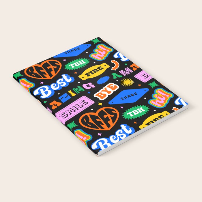 Fun retro quote sticker pattern Notebook Gallery Image 2