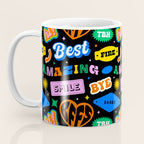Fun retro quote sticker pattern Coffee Mug Gallery Image 3