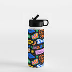 Fun retro quote sticker pattern Water Bottle Gallery Image 1