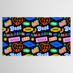 Fun retro quote sticker pattern Tablecloth Gallery Image 2