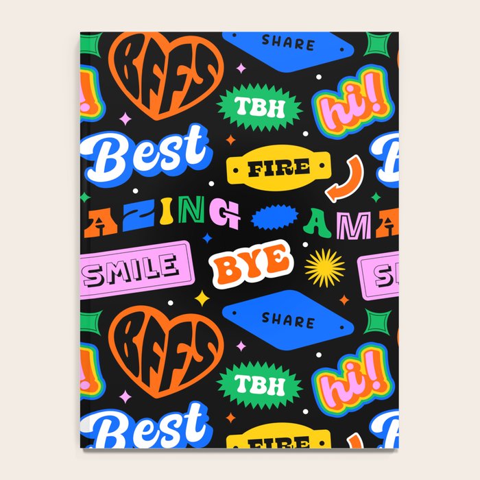 Fun retro quote sticker pattern Notebook Gallery Image 4