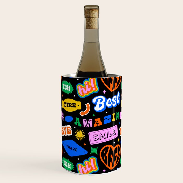 Fun retro quote sticker pattern Wine Chiller Gallery Image 1