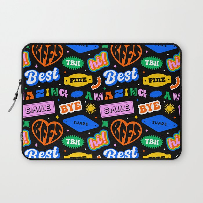 Fun retro quote sticker pattern Laptop Sleeve Gallery Image 1