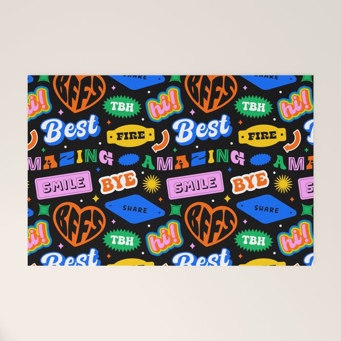 Fun retro quote sticker pattern Welcome Mat Gallery Image 1