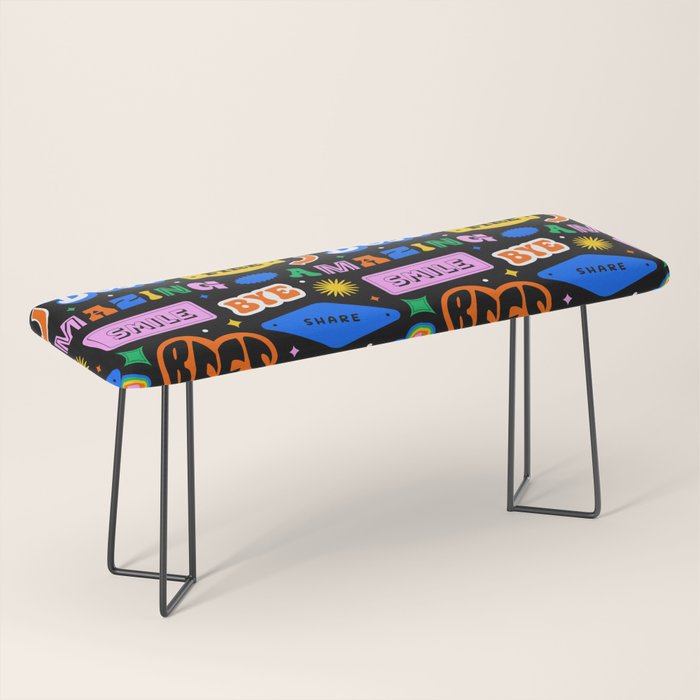 Fun retro quote sticker pattern Bench Gallery Image 1