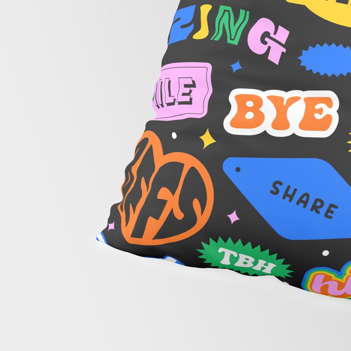 Fun retro quote sticker pattern Pillow Sham Gallery Image 4