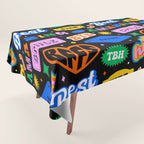 Fun retro quote sticker pattern Tablecloth Gallery Image 1