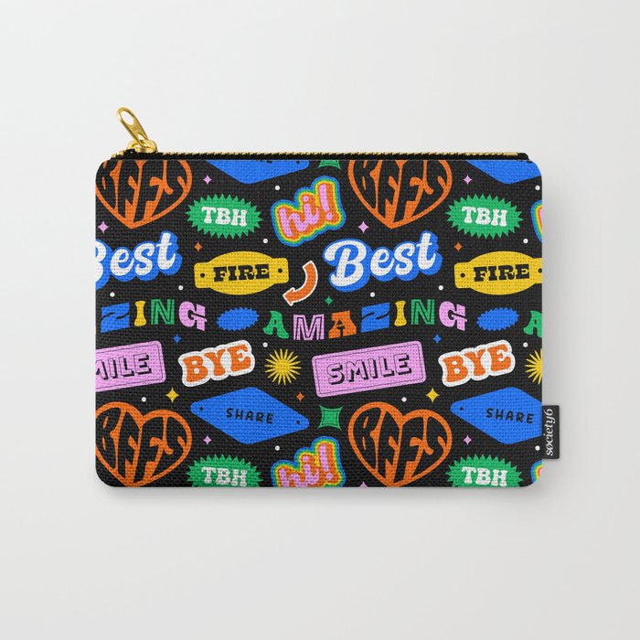 Fun retro quote sticker pattern Carry All Pouch Gallery Image 1