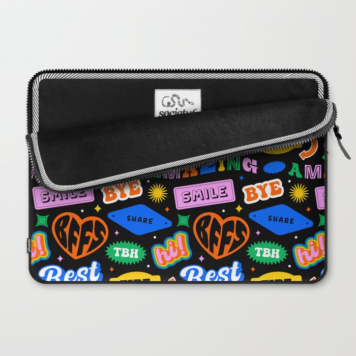Fun retro quote sticker pattern Laptop Sleeve Gallery Image 2