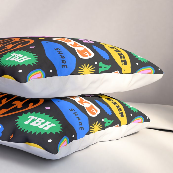 Fun retro quote sticker pattern Pillow Sham Gallery Image 3