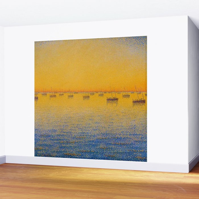 Classical Masterpiece 'Setting Sun and Boats' by Paul Signac Wall Mural Gallery Image 2