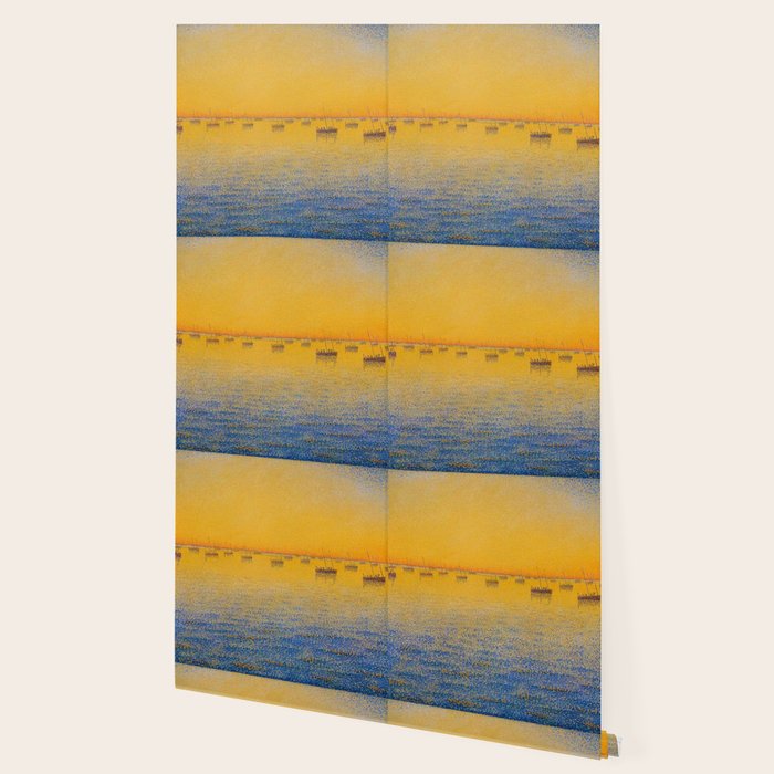 Classical Masterpiece 'Setting Sun and Boats' by Paul Signac Wallpaper Gallery Image 2