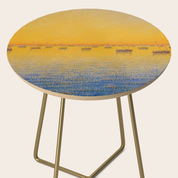 Classical Masterpiece 'Setting Sun and Boats' by Paul Signac Side Table Gallery Image 2